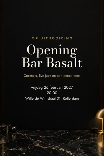 Uitnodiging Bedrijfsfeest, ontwerp Onyx en messing