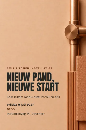 Uitnodiging Bedrijfsfeest, ontwerp Koper en terracotta
