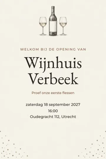 Uitnodiging Bedrijfsfeest, ontwerp Fles en glazen