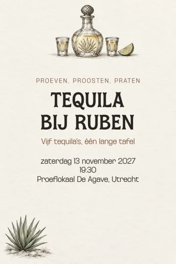 Uitnodiging Diner en borrel, ontwerp Tequila in gravure