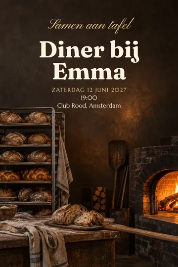 Uitnodiging met het ontwerp Na sluiting in de bakkerij
