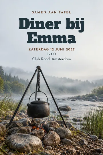 Uitnodiging met het ontwerp Ketel aan de rivier