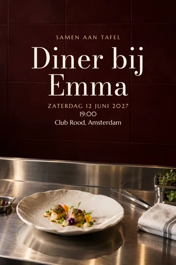 Uitnodiging met het ontwerp Aan de chefsbar
