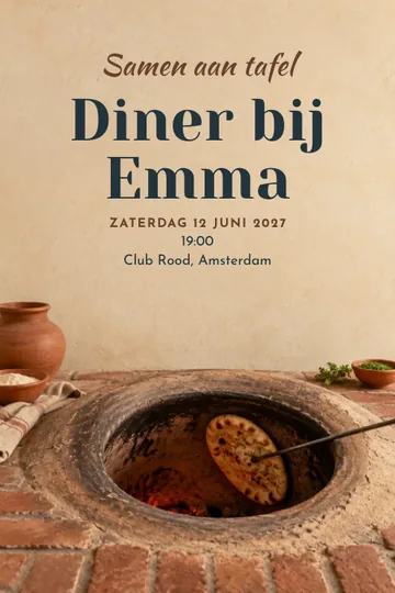 Uitnodiging met het ontwerp Rond de tandoor