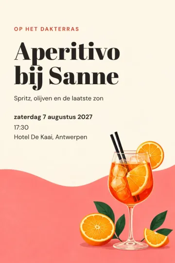 Uitnodiging Diner en borrel, ontwerp Spritz op koraal