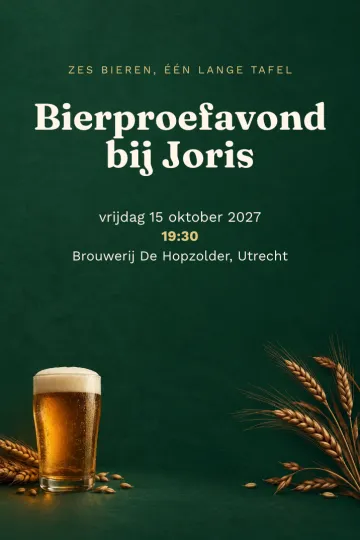 Uitnodiging Diner en borrel, ontwerp Bierproeverij