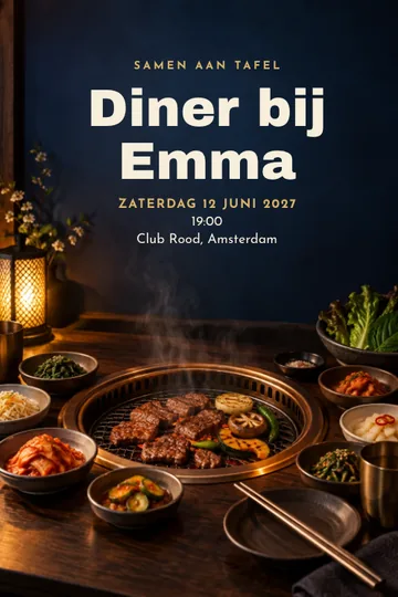 Uitnodiging met het ontwerp Koreaanse barbecue
