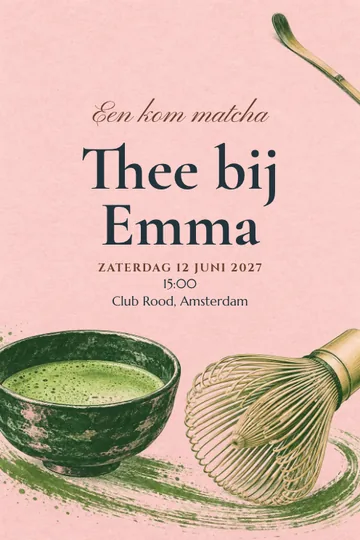Uitnodiging met het ontwerp Matcha atelier