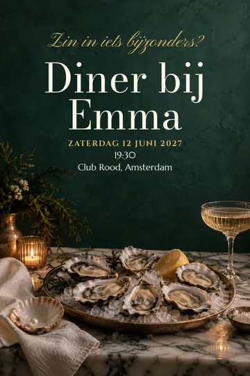Uitnodiging met het ontwerp Oesterbar