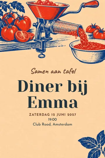 Uitnodiging met het ontwerp Passata atelier