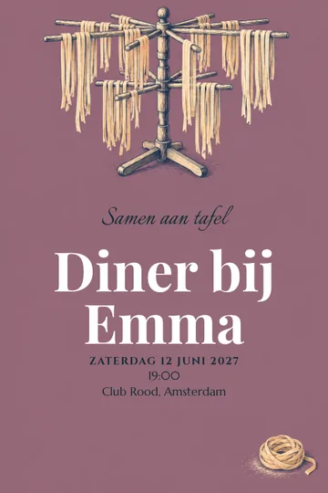 Uitnodiging met het ontwerp Pasta in de lucht