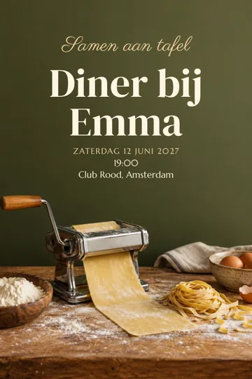 Uitnodiging met het ontwerp Samen pasta maken