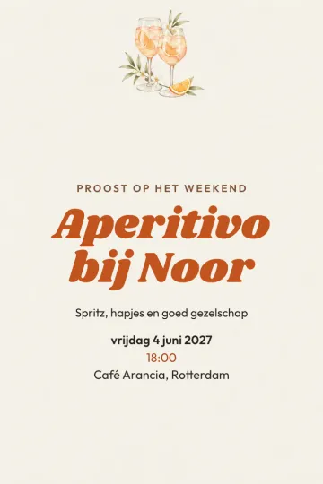 Uitnodiging Diner en borrel, ontwerp Spritz voor twee
