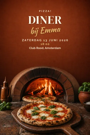 Uitnodiging met het ontwerp Pizzafeest
