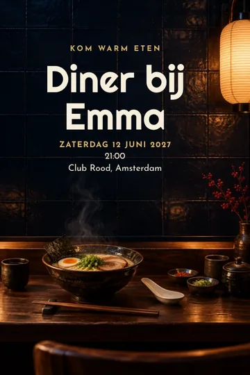 Uitnodiging met het ontwerp Ramen om middernacht
