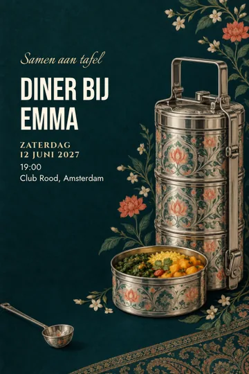 Uitnodiging met het ontwerp Tiffin aan tafel