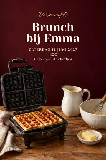 Uitnodiging met het ontwerp Wafels uit het ijzer