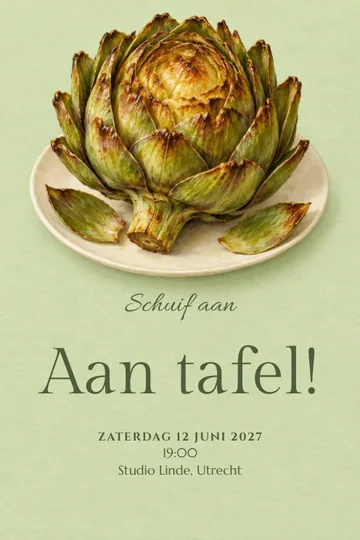 Uitnodiging met het ontwerp Groen aan tafel