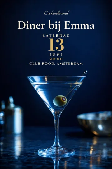 Uitnodiging met het ontwerp Midnight martini