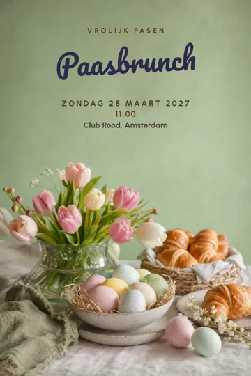 Uitnodiging met het ontwerp Paasbrunch