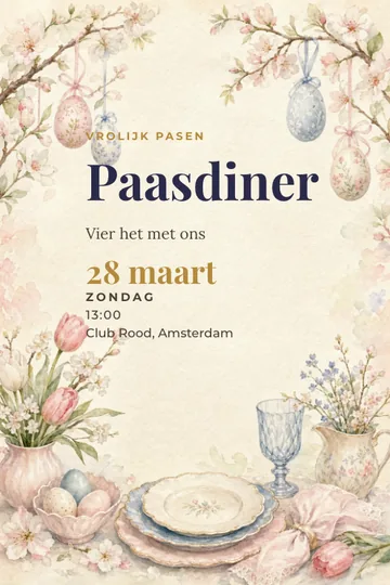 Uitnodiging met het ontwerp Lentetafel