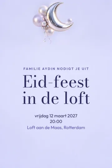 Uitnodiging Feestdagen, ontwerp Zilveren maanballon