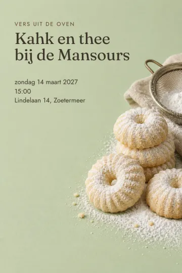 Uitnodiging Feestdagen, ontwerp Kahk met poedersuiker