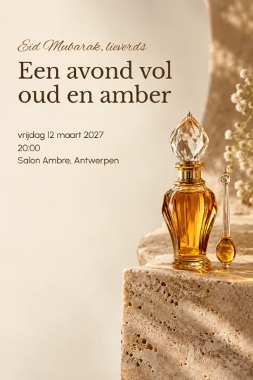 Uitnodiging Feestdagen, ontwerp Flacon van amber