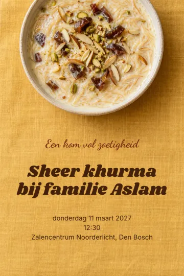 Uitnodiging Feestdagen, ontwerp Een kom sheer khurma