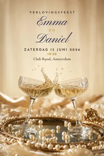 Uitnodiging met het ontwerp Champagnekus