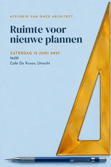 Uitnodiging met het ontwerp Architect afscheid