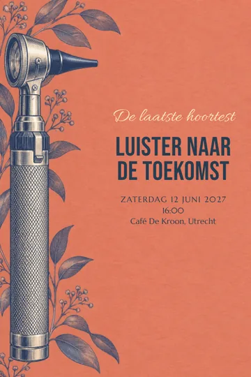 Uitnodiging met het ontwerp Audioloog afscheid