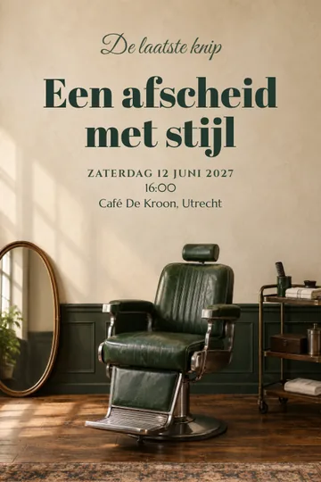 Uitnodiging met het ontwerp De laatste knip