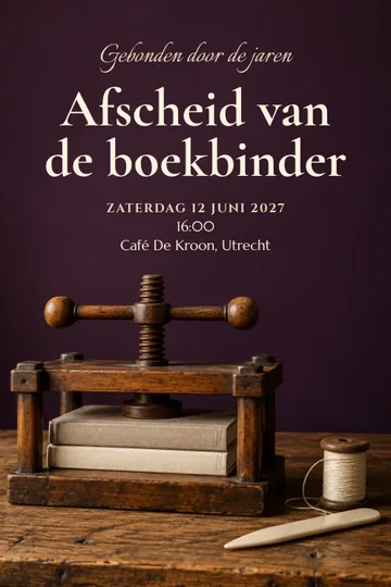 Uitnodiging met het ontwerp Gebonden door de jaren
