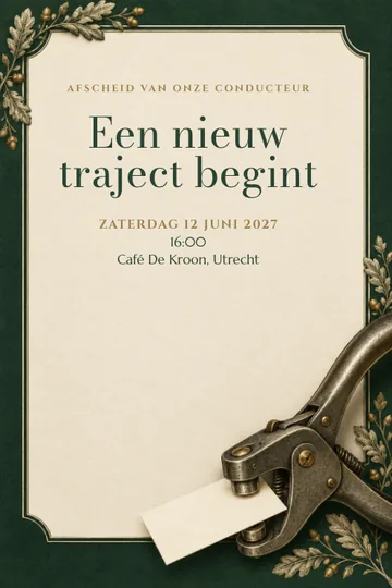 Uitnodiging met het ontwerp Conducteur afscheid