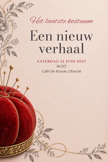 Uitnodiging met het ontwerp Kostuumontwerper afscheid