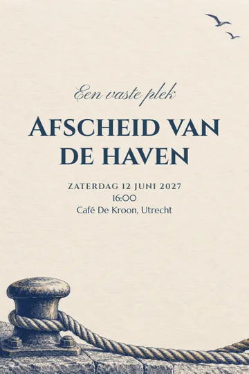 Uitnodiging met het ontwerp Een vaste plek