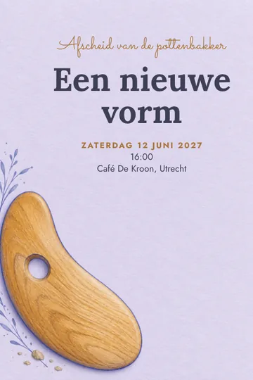 Uitnodiging met het ontwerp Pottenbakker afscheid