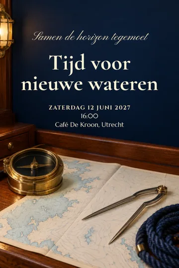 Uitnodiging met het ontwerp Een nieuwe koers