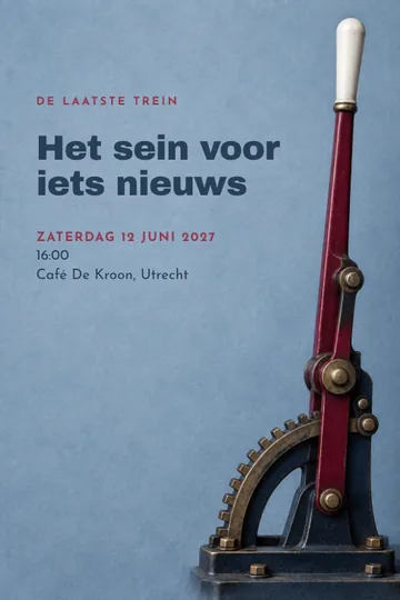 Uitnodiging met het ontwerp Stationschef afscheid