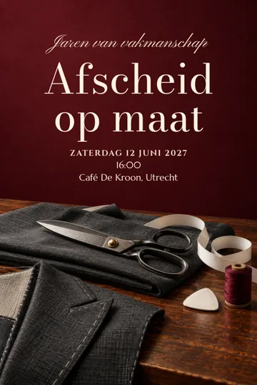 Uitnodiging met het ontwerp De laatste steek