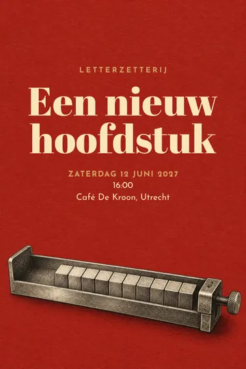 Uitnodiging met het ontwerp Letterzetterij