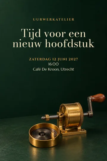 Uitnodiging met het ontwerp Uurwerkatelier