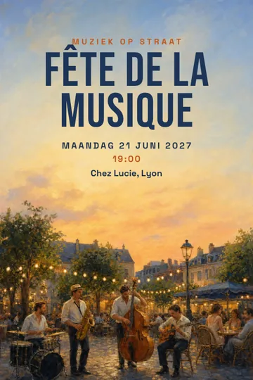 Uitnodiging met het ontwerp Fête de la musique