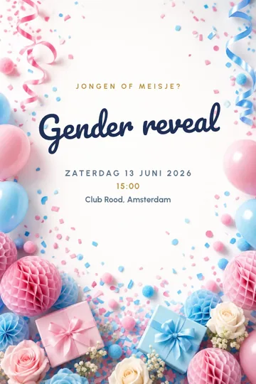 Uitnodiging met het ontwerp Confetti-reveal