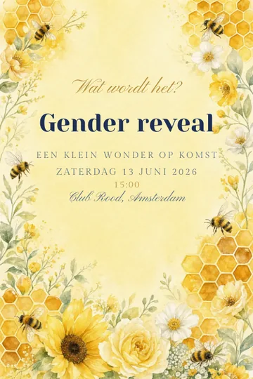 Uitnodiging met het ontwerp Kleine bij
