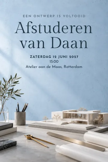 Uitnodiging met het ontwerp Architectuurfinale