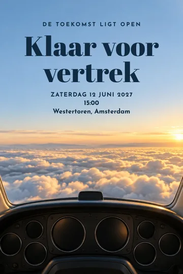 Uitnodiging met het ontwerp Voorbij de horizon