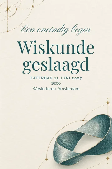 Uitnodiging met het ontwerp Een oneindig begin