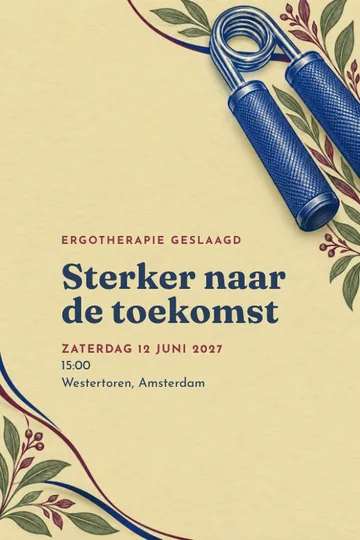 Uitnodiging met het ontwerp Ergotherapie geslaagd